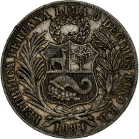 Pérou, SOUTH PERU, Sol, 1884, Santiago, Argent, TTB, KM:196.19 - Peru