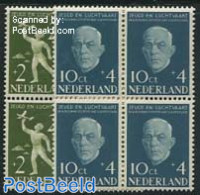 Netherlands 1954 Aviation 2v, Blocks Of 4 [+], Mint NH, Transport - Aircraft & Aviation - Neufs