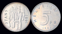 Switserland 5 Franken 1981- 500th Anniversary Of The Treaty Of Stans Proof In Plastic Capsule - 5 Francs