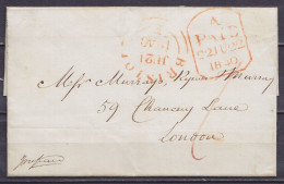 LSC (sans Contenu) Càd BRISTOL /JU 21 1840 Pour LONDON - Cachet "A /PAID /22 JU 1840" - ...-1840 Precursores