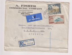 CYPRUS NICOSIA 1956 Nice Airmail  Registered  Cover To Austria - Brieven En Documenten
