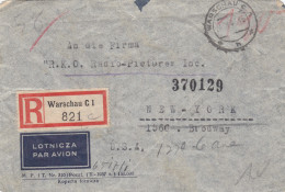 GG USA: Einschreiben Luftpost Warschau Nach NY, Zensur - Occupation 1938-45