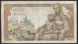 Billet De 1000 Francs - Déesse DEMETER  - 2-6-1943  France  - N° O.6249  627 - 1 000 F 1942-1943 ''Déesse Déméter''