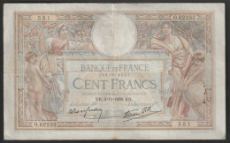 Billet 100 Francs Luc Olivier Merson  KR. 3 - 11 - 1938. KR  N° O.62233 -  551 - Bon état - 100 F 1908-1939 ''Luc Olivier Merson''