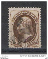 U.S.A.:  1873  T. JEFFERSON  -  10 C. USED  STAMP  -  YV/TELL. 55 - Usados