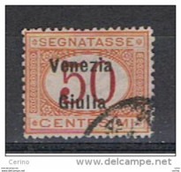 VENEZIA  GIULIA:  1918  TASSE  SOPRASTAMPATO  -  50 C. ARANCIO  E  CARMINIO  US. -  SASS. 6 - Venezia Giulia