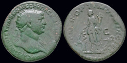 Trajan AE Dupondius Abundantia Standing Left - La Dinastía Antonina (96 / 192)