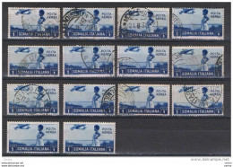 SOMALIA:  1936  P.A. GIOVANE  INDIGENA  -   £. 1  AZZURRO  US. -  RIPETUTO  14  VOLTE  -  SASS. 21 - Somalia