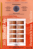 2461 Schriftsteller Und Dramatiker Friedrich Von Schiller - Numisblatt 2/2005 - Enveloppes Numismatiques