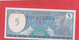 CENTRALE BANK VAN SURINAME  .  5 GULDEN  1 APRIL 1982  .  N°  0031386096   .   2 SCANNES  .  ETAT LUXE / UNC - Suriname