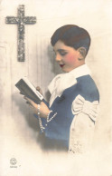 FANTAISIE - Homme - Enfant Tenant La Bible - Collier Sacré - Carte Postale Ancienne - Männer