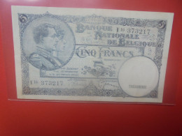 BELGIQUE 5 Francs 1938 Circuler (B.18/34) - 5 Francos