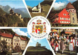 LIECHTENSTEIN - Principauté - Liechtenstein - Coat Of Arms - Castle Vaduz - Multi-vues - Carte Postale Ancienne - Liechtenstein