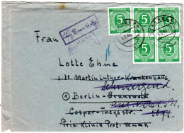 1946, 5x5 Pf. (dabei 4er-Block) Auf Retour Brief V. Starnberg N. Berlin - Covers & Documents