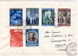 Vatikan 1950, 6 Marken Auf Brief N. Schweden. - Brieven En Documenten