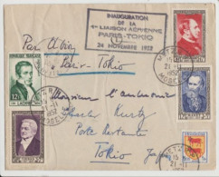 ENVELOPPE 1er VOL PARIS-TOKIO  -21 NOVEMBRE 1952//ALLER-RETOUR-Scan Recto-Verso-BE- - 1927-1959 Matasellados