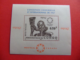 40 REP. DEMOCRATIQUE DU CONGO 1967 / EXPO INTERNACIONAL En MONTREAL  / YVERT Bloc 22 ** MNH - 1967 – Montreal (Canada)