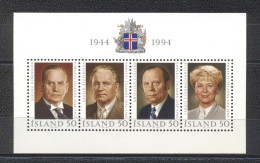 Iceland 1994-The 50 Th Anniversary Of The Republic- Presdents Of Iceland M/Sheet - Neufs