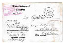 Germany WWII POW Postcard Kriegsgefangenenpost Posted 1914 Oflag XIII Nürnberg To Zagreb B240601 - Gevangenenpost