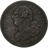 France, Louis XVI, 2 Sols, 1792 / AN 4, Paris, Bronze, TB+, Gadoury:25 - Other & Unclassified