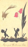 Kids With Bird And Flowers, Pre 1944 - Silueta