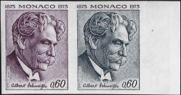 Monaco 1975 Y&T 1011 Paire Essais De Couleurs. Albert Schweitzer. Médecin, Théologien, Musicien, Nobel De La Paix 1952 - Albert Schweitzer