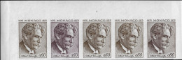 Monaco 1975 Y&T 1011 Bande De 5 Essais De Couleurs. Albert Schweitzer. Médecin, Théologien, Nobel De La Paix 1952 - Albert Schweitzer