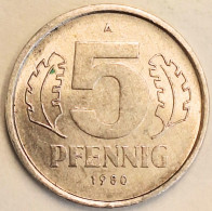 Germany Democratic Republic - 5 Pfennig 1980 A, KM# 9.2 (#4989) - 5 Pfennig