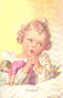 Wally Fialkowska:Abendgebet, Praying Girl With Doll, Pre 1940 - Fialkowska, Wally