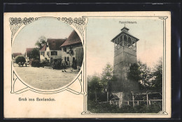 AK Bonlanden / Filderstadt, Aussichtsturm Und Strassenpartie  - Filderstadt