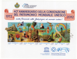 2012 SAN MARINO BF 114 MNH ** 40° Ann. Della Convenzione Del Patrimonio Mondiale Unesco - Blocks & Sheetlets