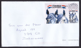 Netherlands: Cover, 2024, 1 Stamp, Part Of Mini Sheet, Horse, Delft Blue Porcelain, Flag (much Tape Used) - Covers & Documents