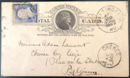 Etats-Unis YT N°63 Sur Entier-carte De Baltimore, MD. Pour La Belgique - Fancy - (C648) - ...-1900
