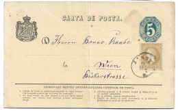 ROMANIA - 1876 POSTAL STATIONERY IASI TO AUSTRIA - Briefe U. Dokumente