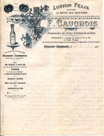 FACTURE.54.HUSSIGNY-CODEBRANGE.LOTION  " FELIX " CONTRE LE PIÉTIN DES MOUTONS.F.CAUCHOIS PHARMACIEN. - Chemist's (drugstore) & Perfumery