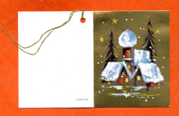 Etiquette Cadeau  Joyeux Noel Mini Carte Maisons Sapins 2 Pour Cadeaux - Weihnachtsmänner