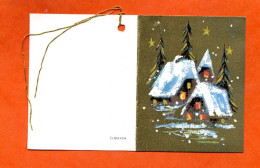 Etiquette Cadeau  Joyeux Noel Mini Carte Maisons Sapins 1 Pour Cadeaux - Father Xmas