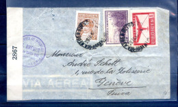 060524  LETTRE POSTE AERIENNE  ARGENTINE A SUISSE EN 1942  VISA CENSURE - 1927-1959 Storia Postale