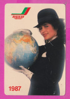 K1869 / Bulgaria 1987 - Balkan Bulgarian Airlines ,Stewardess With A Globe In Her Hands Calendar Calendrier Kalender - Small : 1981-90