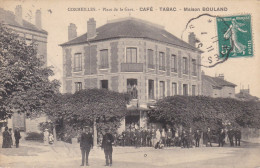 CORMEILLES  EN  PARISIS    -   VAL D'OISE   -   (95)  -  CPA  ANIMEE  -  LE CAFE TABAC BOULAND  -  PLACE  DE  LA  G ARE. - Cormeilles En Parisis