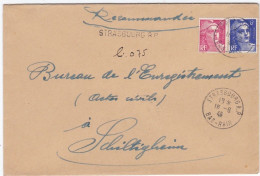 Gandon Sur Recommandé Provisoire De Strasbourg Pour Schiltigheim - Briefe U. Dokumente