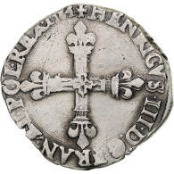 France, Henri III, 1/4 Ecu, 1584, Angers, Argent, TB+, Gadoury:494 - 1574-1589 Henri III