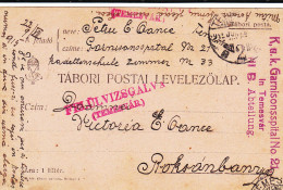 AUSTRO-HUNGARY TAMBORI POSTA   CENSORED ,WW1 GARNISONSPITAL NR.21 IN TEMESZVAR, ROMANIA - Cartas De La Primera Guerra Mundial