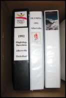 1 Carton Collection Jeux Olympiques (olympics Games) Albertville 1992 3 Albums Lettre Cover Signé Signed Autograph - Authographs
