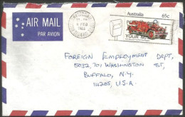 Australia Ahrens-Fox Fire Engine 1983 Cover From Rockhampton QLD To Buffalo N.Y. USA ( A92 22) - Lettres & Documents