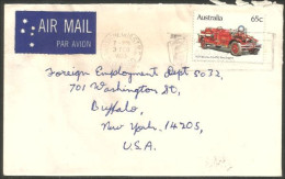 Australia Ahrens-Fox Fire Engine 1983 Cover From Sunshine Coast QLD To Buffalo N.Y. USA ( A92 28) - Covers & Documents