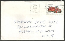 Australia Ahrens-Fox Fire Engine 1983 Cover From Perth WA To Buffalo N.Y. USA ( A92 18) - Lettres & Documents