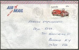 Australia Ahrens-Fox Fire Engine 1983 Cover From Newcastle NSW To Buffalo N.Y. USA ( A92 15) - Cartas & Documentos