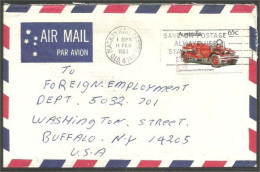 Australia Ahrens-Fox Fire Engine 1983 Cover From Mackay QLD To Buffalo N.Y. USA ( A92 7) - Covers & Documents
