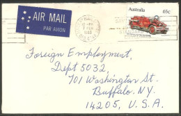 Australia Ahrens-Fox Fire Engine 1983 Cover From Mackay QLD To Buffalo N.Y. USA ( A91 996) - Lettres & Documents